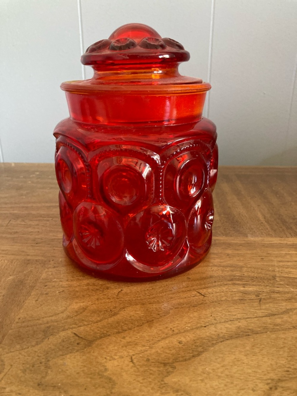L.E. Smith Moon and Stars Amberina Canister - Picture 5 of 8